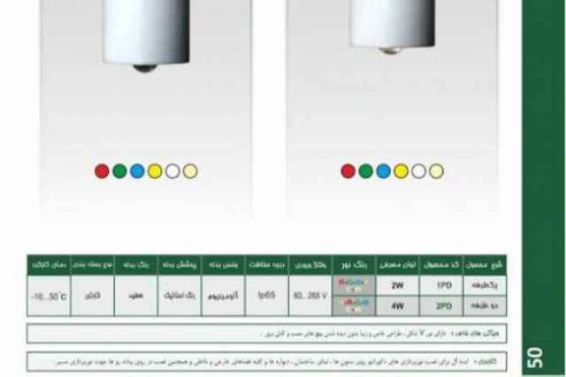 چراغ ديواركوب يك طرفه تك رنگ 2وات 220ولت Emax مدل 1PDP