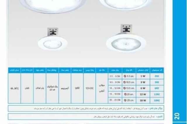 چراغ فنردار ضدآب مخصوص سقف استخر تك رنگ Emax مدل 2REF