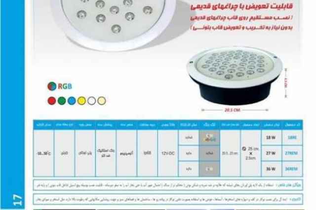 چراغ توكار استخري تك رنگ 18 وات 12 ولت Emax مدل 18RE